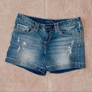 Maurice’s Blue Distressed Jean Shorts